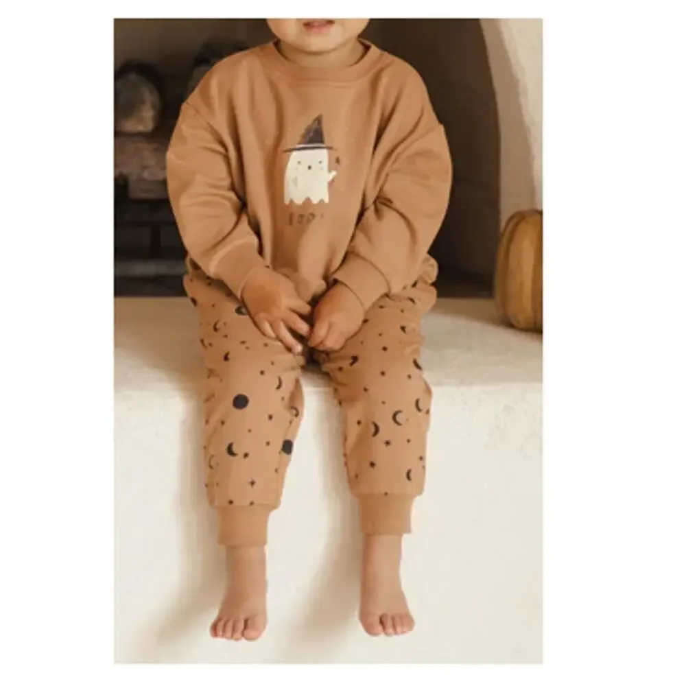 Quincy Mae Brown Night Sky Relaxed Fleece Top and Sweatpant Set Size 3-6 M